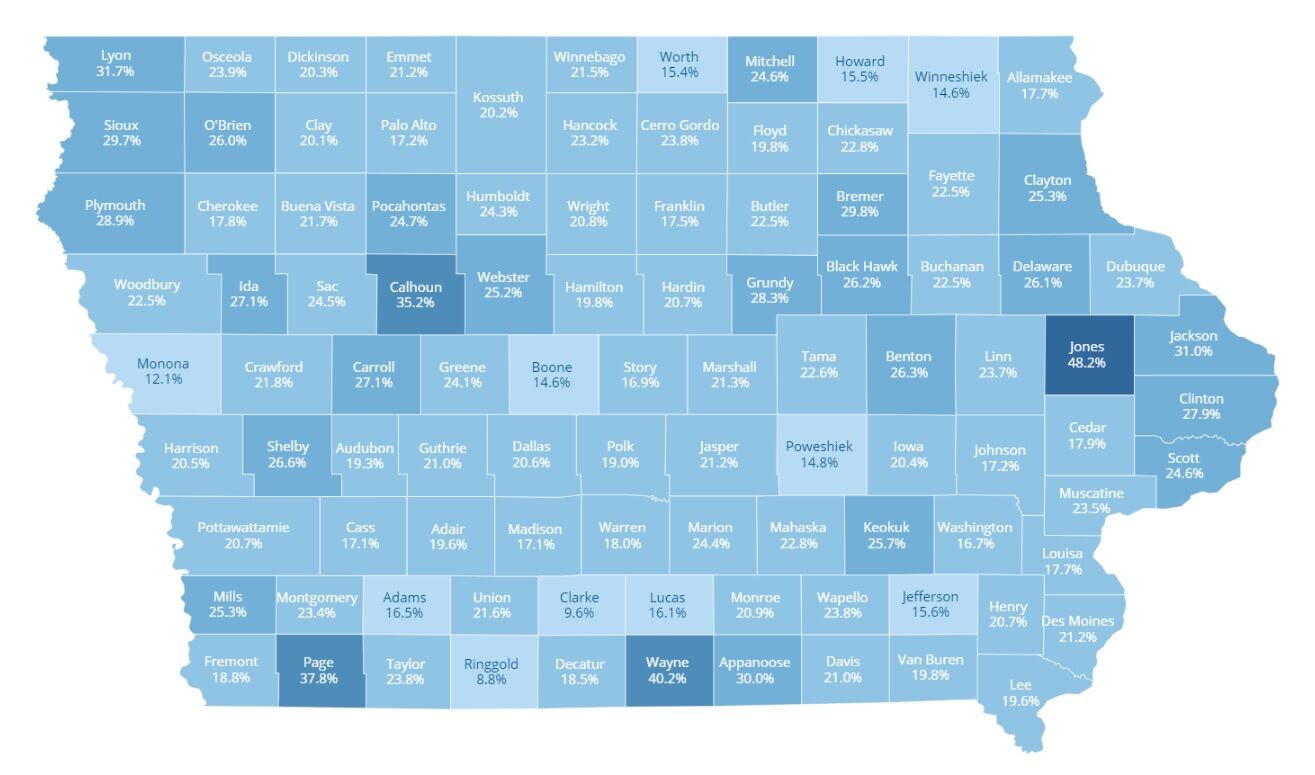 County Positivity Rates - 11-12-2020